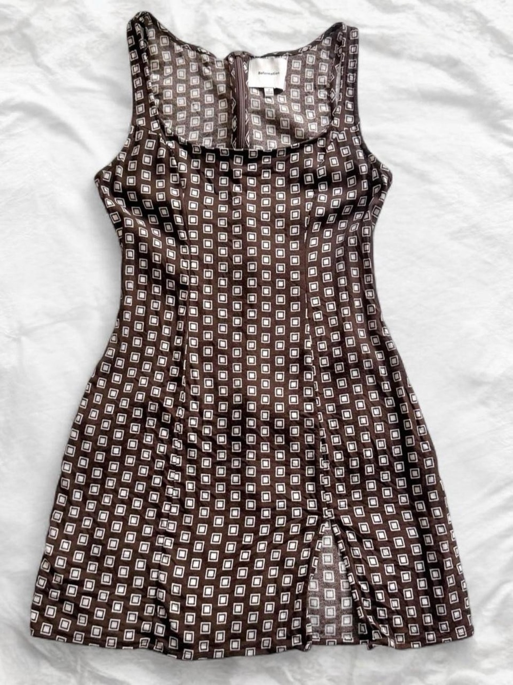 Reformation Noha Mini Dress in Brown Palladio Print Size 2